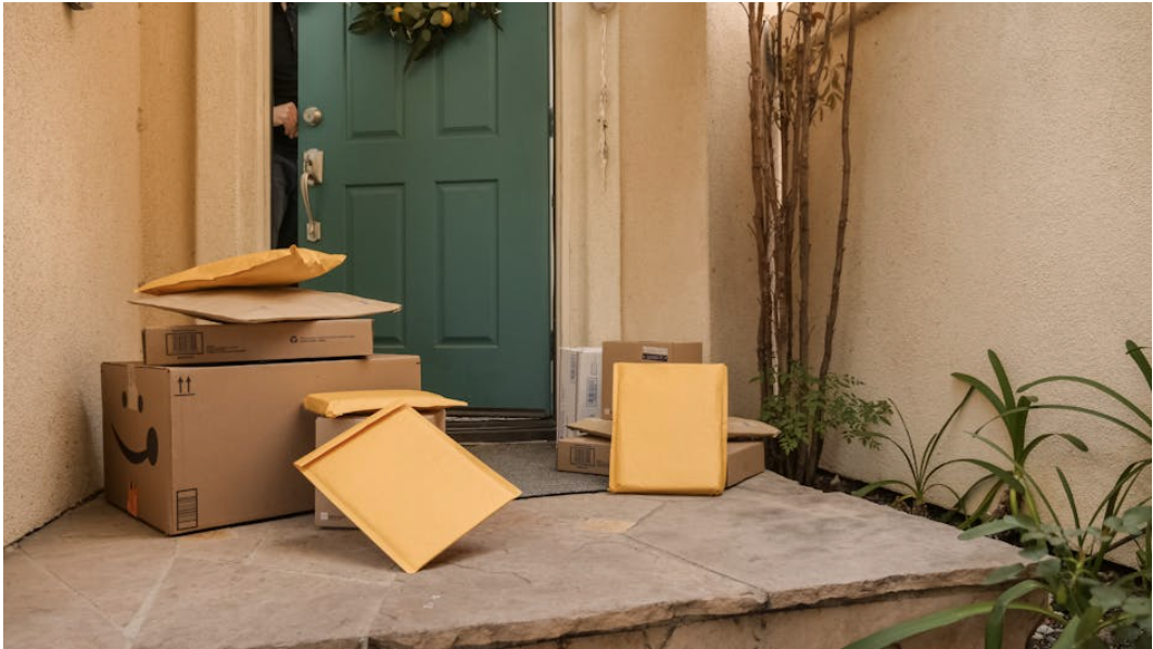 A discreet cannabis delivery package at a doorstep